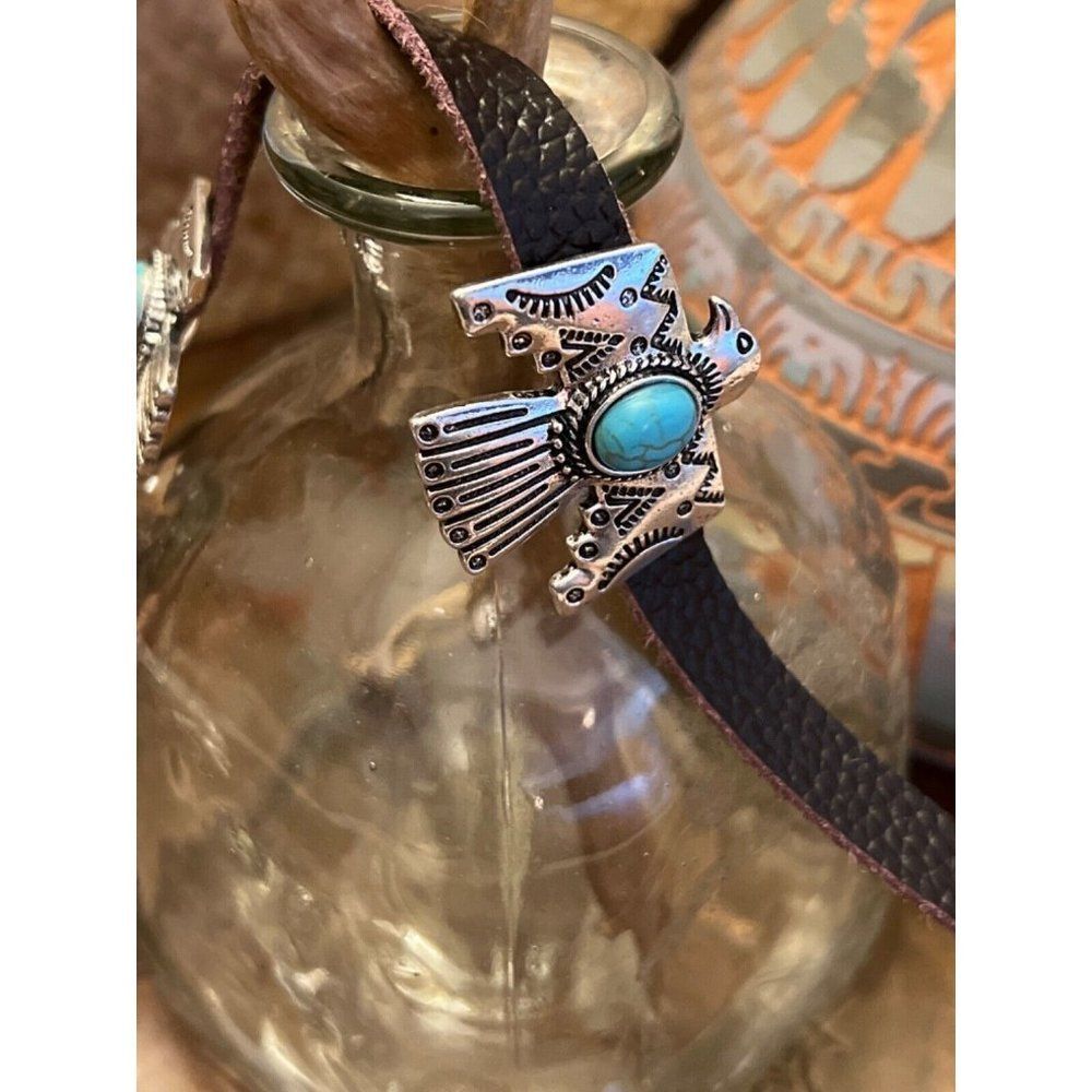 THUNDERBIRD BIRD CONCHO SILVER HAIR WESTERN HAT BAND SOUTHWEST MENS WOMENS - Picture 5 of 6